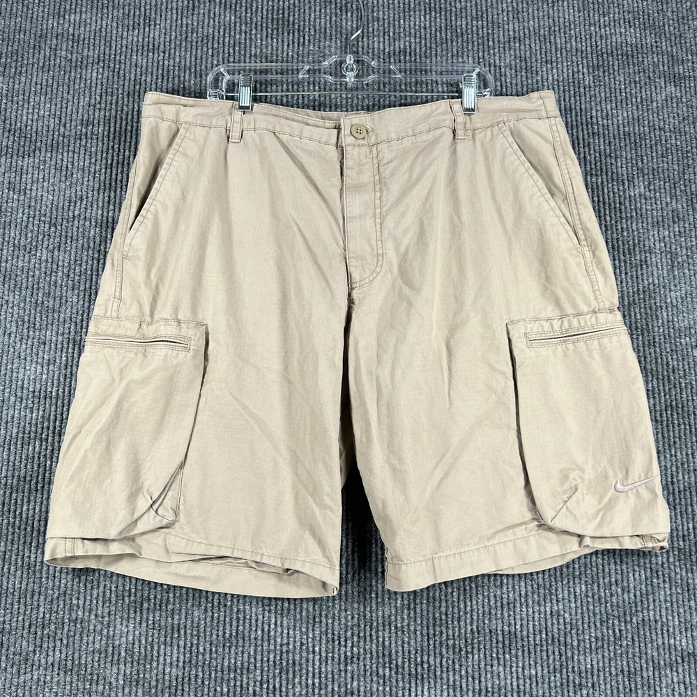Vintage Nike Cargo Shorts Athletic Dept. Mens Size 40 Beige 10" Inseam Casual
